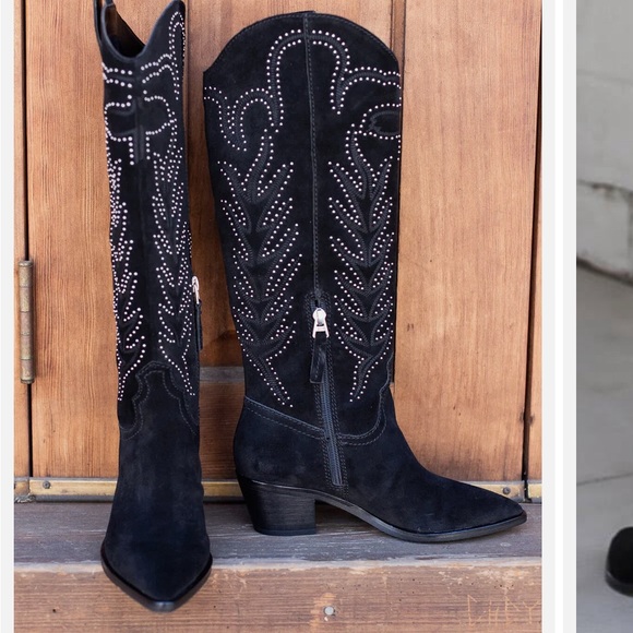 Dolce Vita Shoes - Black suede studded Cowboy boots sold out